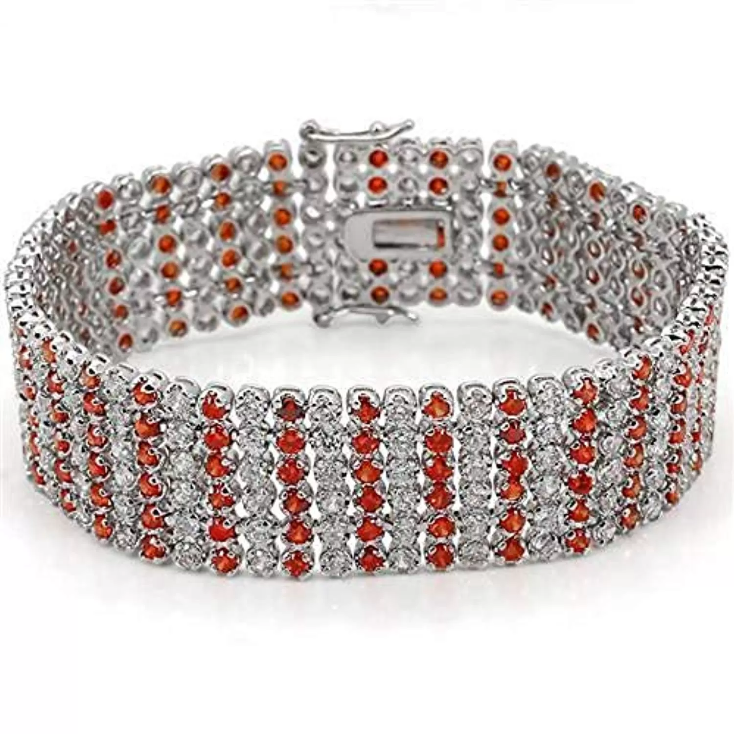 WildKlass Brass Mother's Day Bracelet Rhodium Women AAA Grade CZ Orange