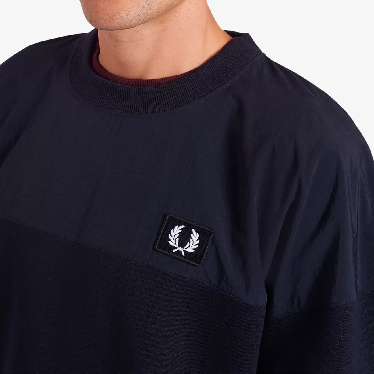 WOVEN PANEL SWEATSHIRT NAVY