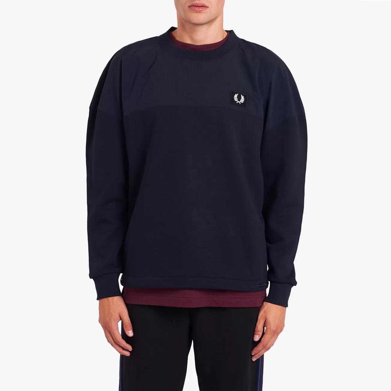 WOVEN PANEL SWEATSHIRT NAVY