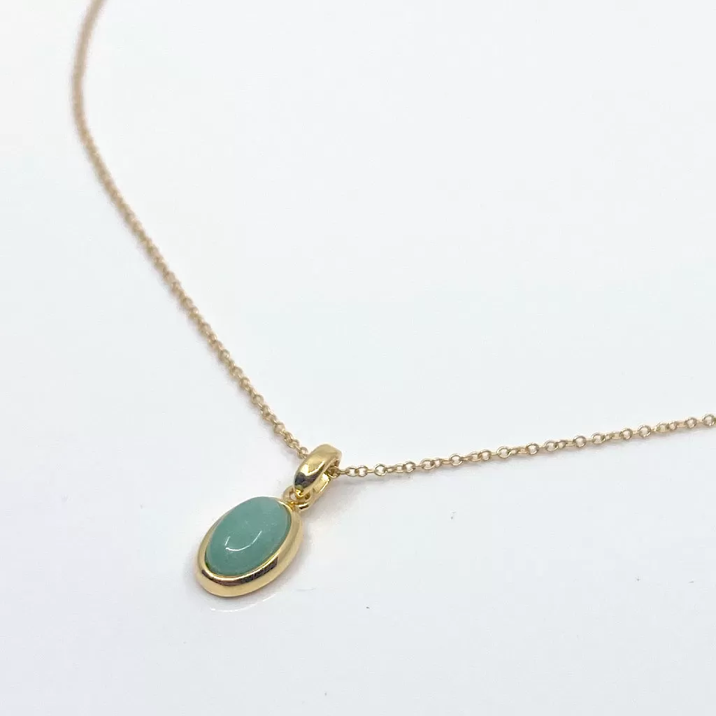 Yin Midori Green Aventurine Oval Necklace